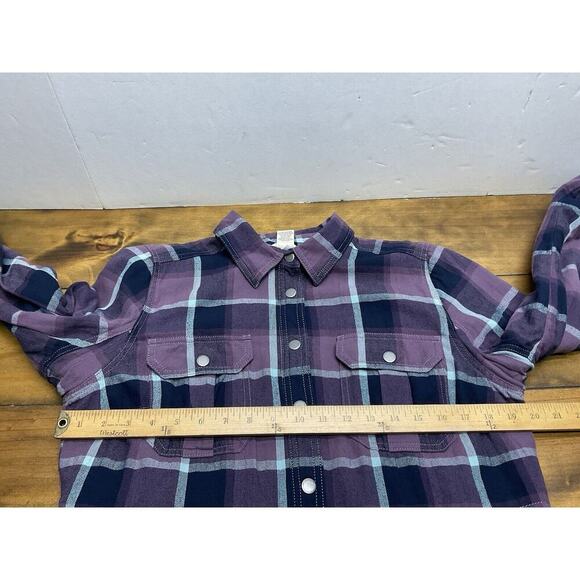 Duluth Trading Co Free Swingin Lined Purple Flannel Shacket Women's Size Medium - Picture 10 of 13